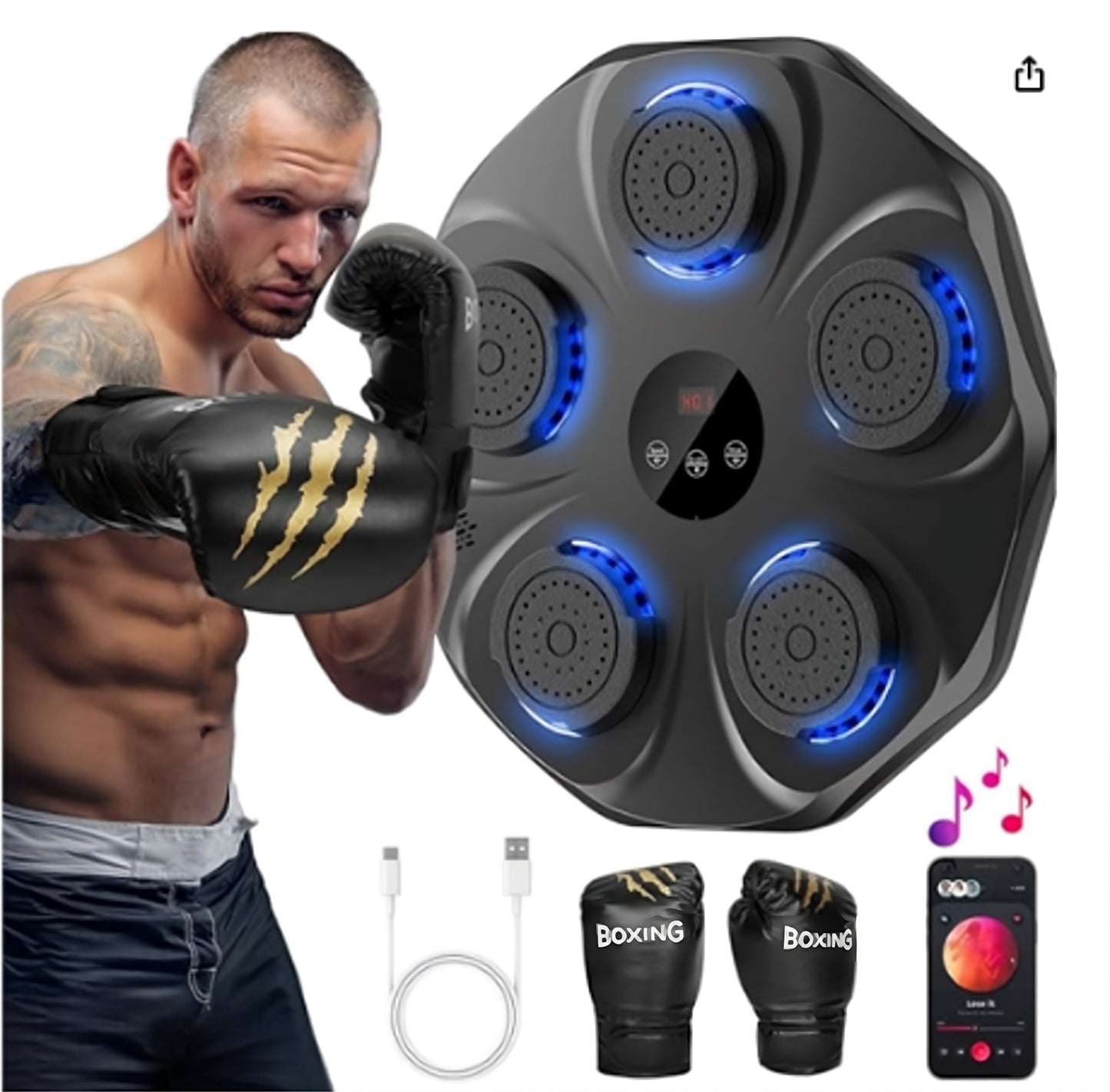 MAQUINA DE BOXEO PRO MUSICAL + GUANTES GRATIS